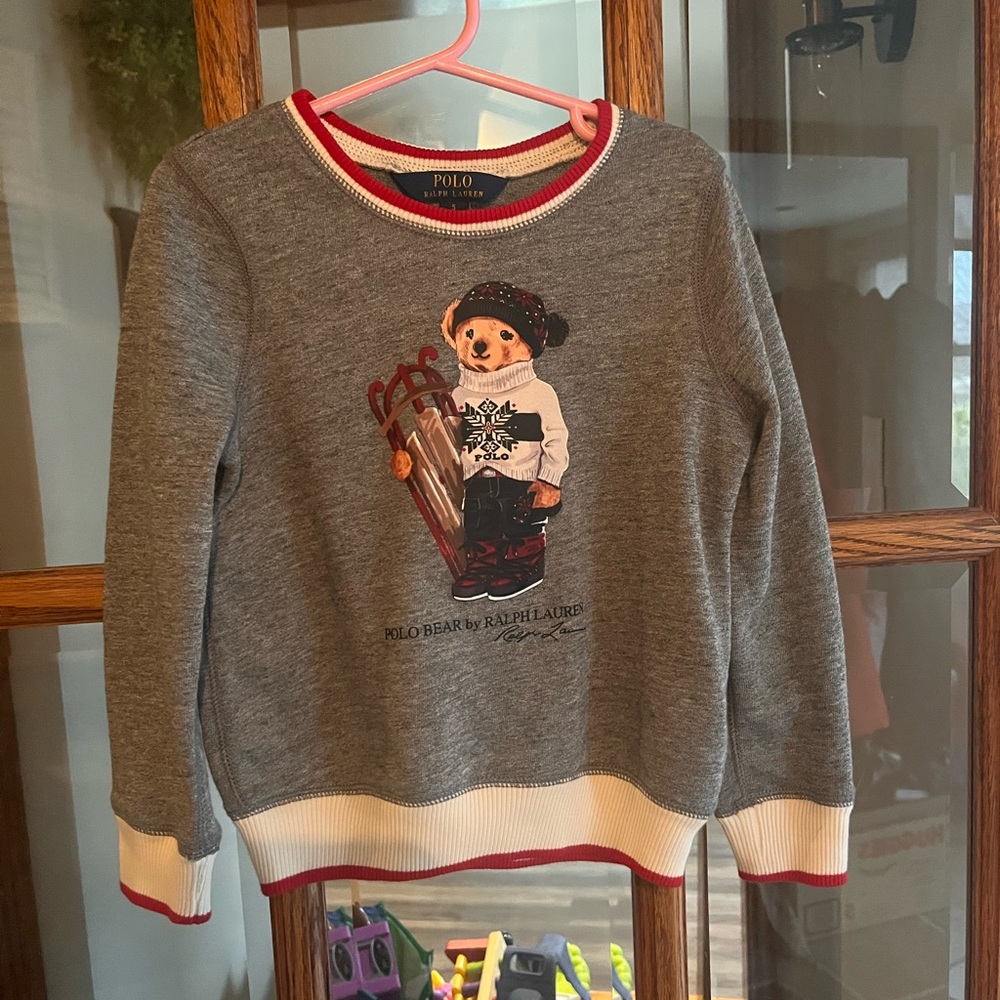 Polo by Ralph Lauren grey cabin polar bear sweater size 5